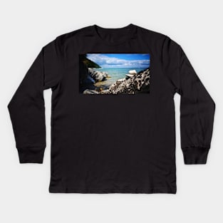 Rocks Stacked at Lake Michigan Kids Long Sleeve T-Shirt